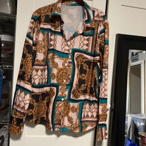 Long sleeves large multi print soft light